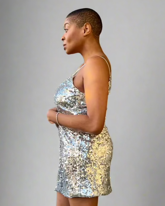 Cyariah Deep V-Neck Sequined Dress