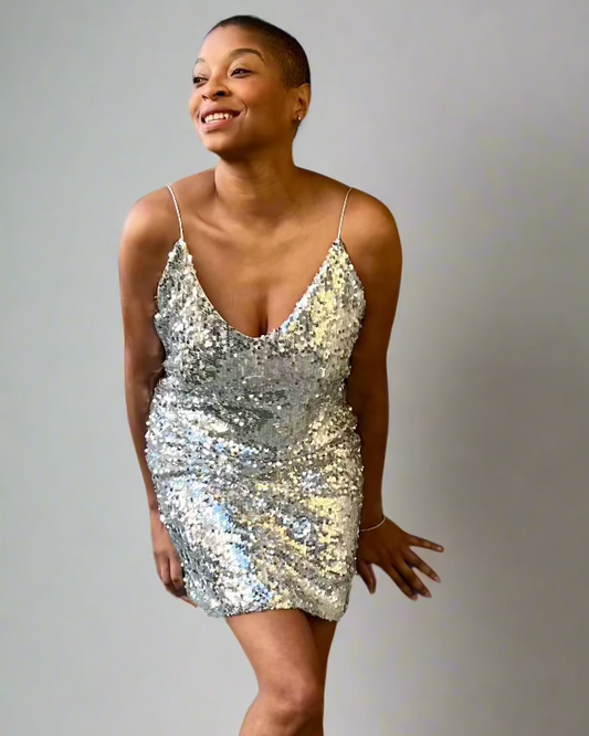 Cyariah Deep V-Neck Sequined Dress