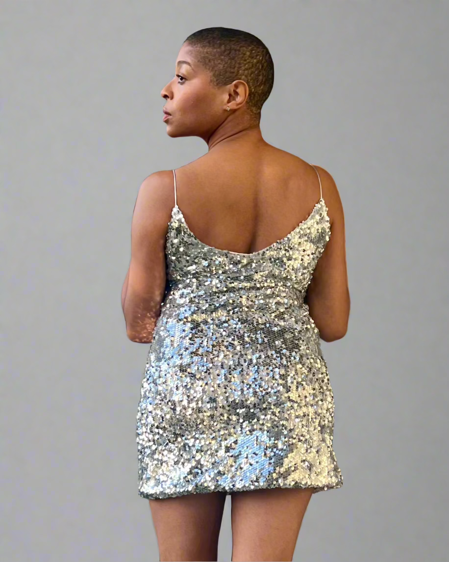 Cyariah Deep V-Neck Sequined Dress
