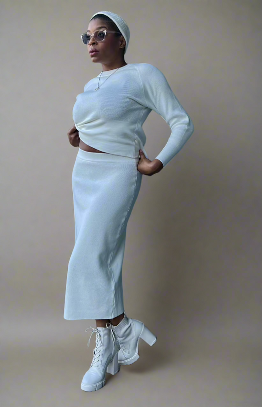 Church Girl Knit Sweater Set - White