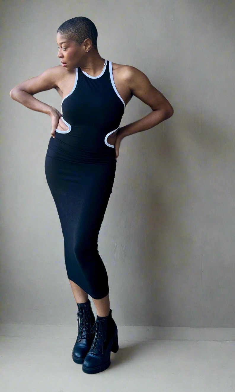 Jordan Hollowed-Out Racerback Dress - Black