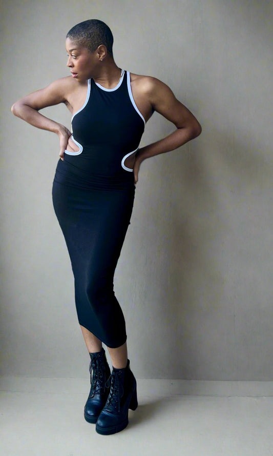 Jordan Hollowed-Out Racerback Dress - Black