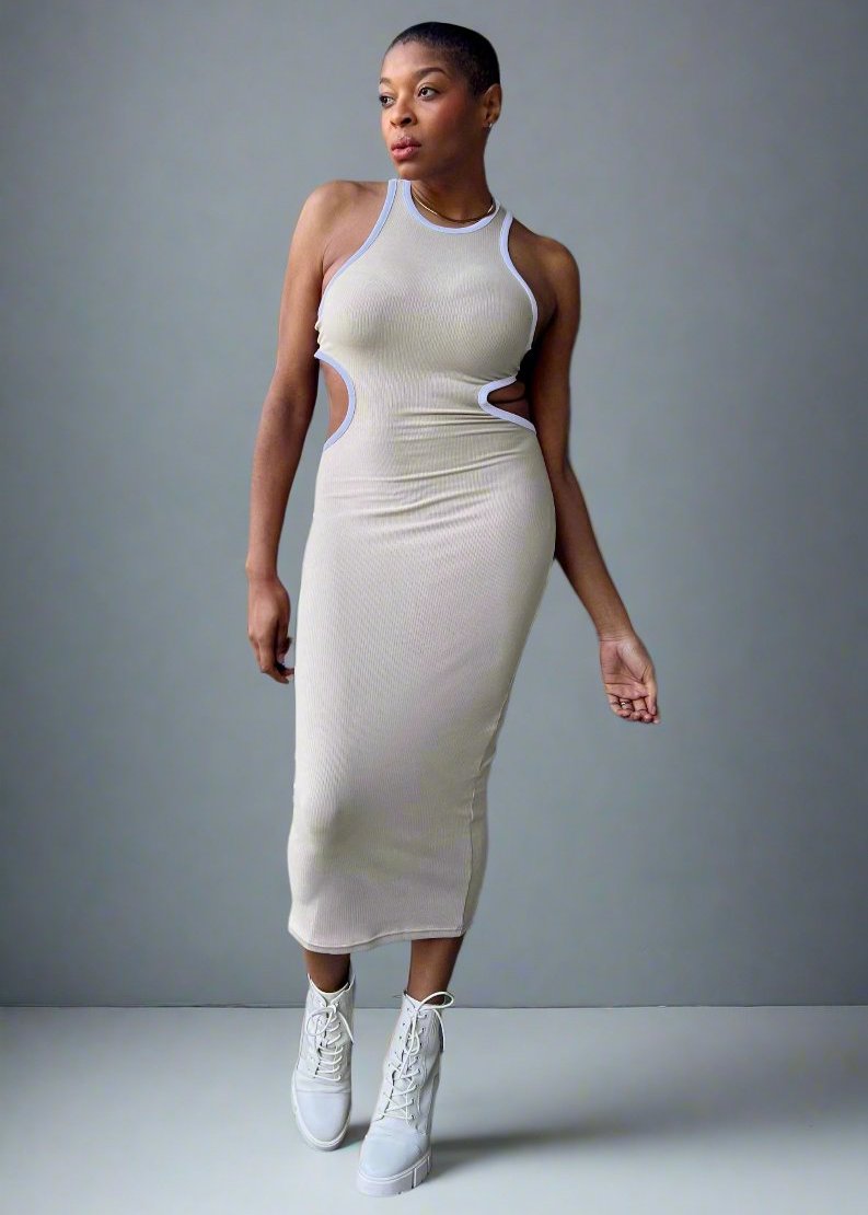 Jordan Hollowed-Out Racerback Dress - Sand